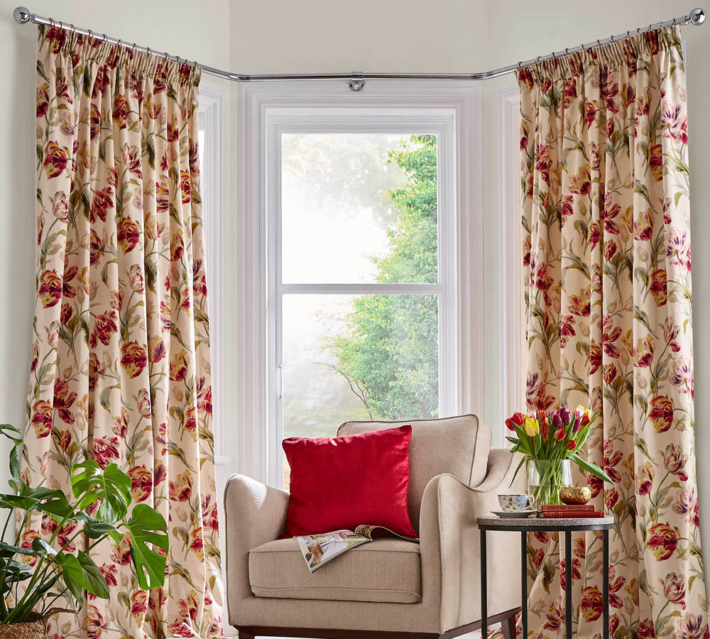 Gosford Cranberry Lined Header Tape Curtains
